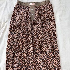 Ex Boyfriend Leopard Print Satin Joggers in Tan & Black